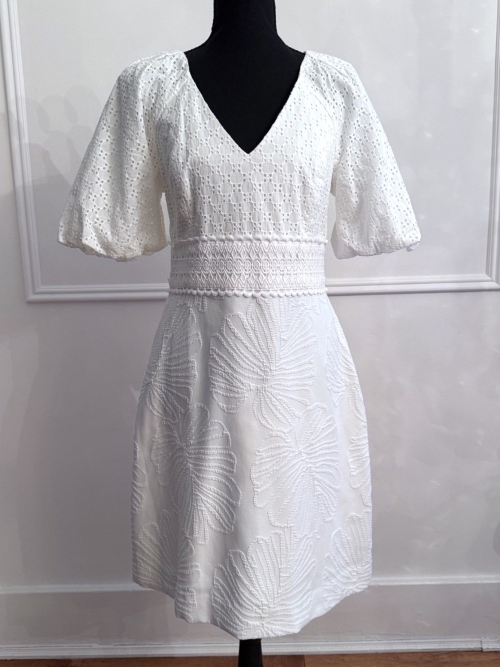 Lilly Pulitzer Jazlyn Dress 6 White Eyelet Embroidered Fit Flare Midi NWT Lined